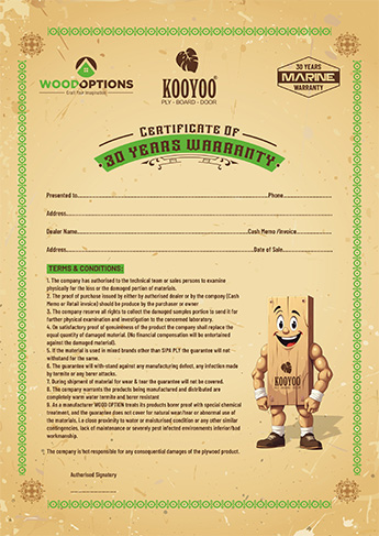 Wood Options Marine Certificate