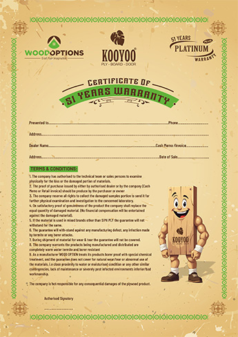 Wood Options Platinum Certificate